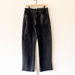 Madden‎ NYC High Waist Straight Leg Washed Up Black Denim Jeans Size 12